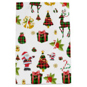 クリスマスシンボルパターン ミディアムペーパーバッグ (正面)