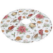 クリスマスシンボルパターン（鳥）ショウジョウコウカンチョウ，ポインセチア フェイクリネンツリースカート (アングル)