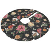 クリスマスシンボルパターン（鳥）ショウジョウコウカンチョウ、ポインセチアFa フェイクリネンツリースカート (アングル)