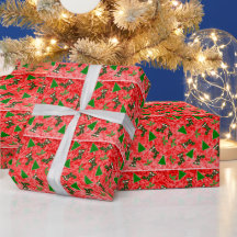 クリスマスシンボル柄の包装紙