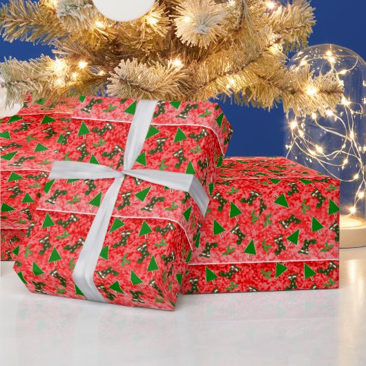 クリスマスシンボル柄の包装紙 ラッピングペーパー (クリスマス)