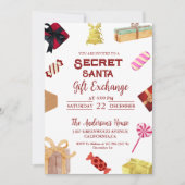 クリスマスシークレットサンタギフト交換ホリデーパーティー 招待状 (正面)