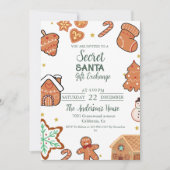 クリスマスシークレットサンタギフト交換ホリデーパーティー 招待状 (正面)