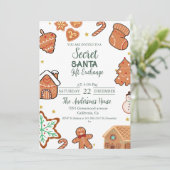 クリスマスシークレットサンタギフト交換ホリデーパーティー 招待状 (スタンド正面)