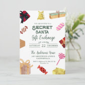クリスマスシークレットサンタギフト交換ホリデーパーティー 招待状 (スタンド正面)