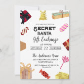 クリスマスシークレットサンタギフト交換ホリデーパーティー 招待状 (正面)