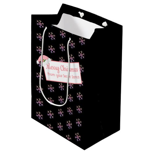 クリスマスシークレットサンタブラックアンドピンク抱き枕  ミディアムペーパーバッグ (正面アングル)