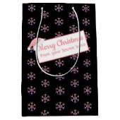 クリスマスシークレットサンタブラックアンドピンク抱き枕  ミディアムペーパーバッグ (正面)