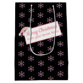 クリスマスシークレットサンタブラックアンドピンク抱き枕 ミディアムペーパーバッグ (裏面)