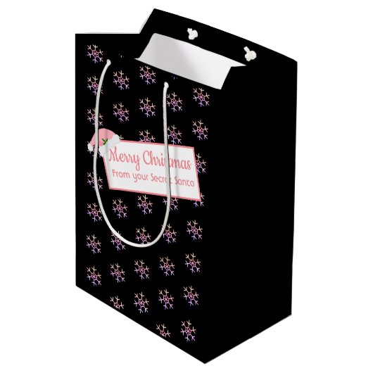 クリスマスシークレットサンタブラックアンドピンク抱き枕  ミディアムペーパーバッグ (裏面アングル)