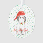 クリスマスシーズンにぴったりなシーズー犬のサンタ帽子とホーリー オーナメント (正面)