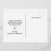 クリスマスシーズンのグリーティングファミリーフォト 箔シーズンポストカード (裏面)