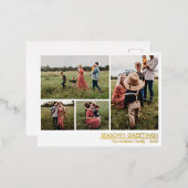 クリスマスシーズンのグリーティングファミリーフォト 箔シーズンポストカード (正面/裏面)