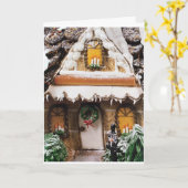 **クリスマスシーズンのジンジャーブレッドハウス** カード (黄色い花)
