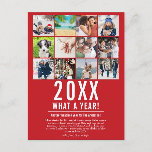 クリスマスシーズンのレビュー写真コラージュ雪 シーズンポストカード (正面)