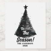 クリスマスシーズンのワインラベル | 手書き ワインラベル (シングルラベル)