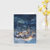 クリスマスシーズンの夜空の街 カード (黄色い花)