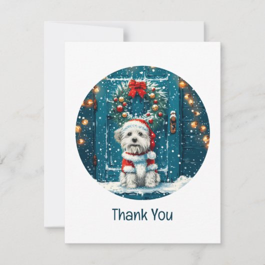 クリスマスシーズンの感謝 シー・ズー犬 サンキューカード (正面)