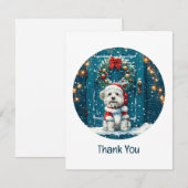クリスマスシーズンの感謝 シー・ズー犬 サンキューカード (正面/裏面)