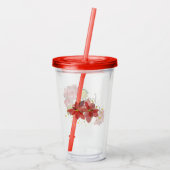 クリスマスシーズンの挨拶の赤いフェスティバルの花 アクリルタンブラー (裏面)