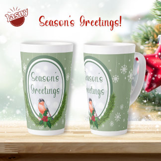 クリスマスシーズンの挨拶（緑と白） カフェラテマグ