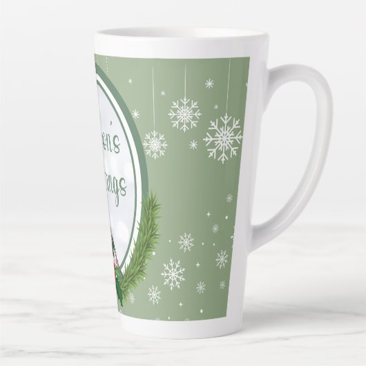 クリスマスシーズンの挨拶（緑と白） カフェラテマグ (右)