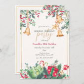 クリスマスシーズンの誕生日パーティー 招待状 (正面/裏面)