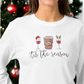 クリスマスシーズンの赤ワインのモノグラムコーヒー Tシャツ