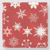 クリスマスシーズンの雪片 ストーンコースター (正面)