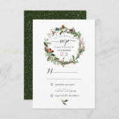 クリスマスシーズンウェディングRSVP 2 エンクロージャーカード (正面/裏面)