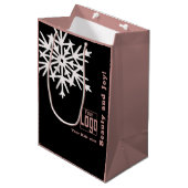 クリスマスシーズンブラックピンクヘアサロン紙 ミディアムペーパーバッグ (正面アングル)