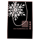 クリスマスシーズンブラックピンクヘアサロン紙 ミディアムペーパーバッグ (裏面)