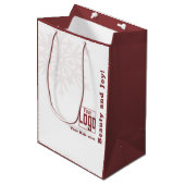 クリスマスシーズンブルガンディホワイトヘアサロン紙 ミディアムペーパーバッグ (正面アングル)
