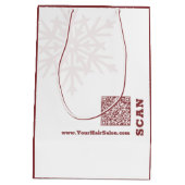 クリスマスシーズンブルガンディホワイトヘアサロン紙 ミディアムペーパーバッグ (裏面)