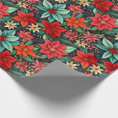 クリスマスシーズンボホポインセチアデザイン ラッピングペーパー (角)