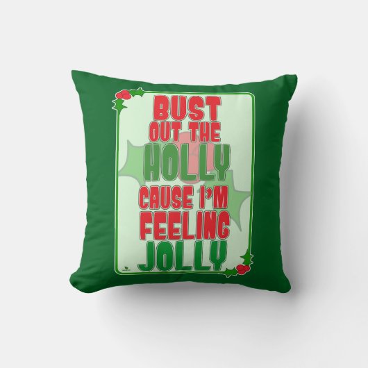 クリスマスシーズン到来!ホリーを飾って気分をアゲよう クッション (正面)