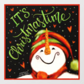 クリスマスシーズン 幻想的 ハッピー スノーマン 窓用ステッカー ウィンドウサイン (シート)