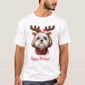 クリスマスシーズー（犬）ズトインデナー Tシャツ (正面)