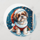 クリスマスシーズー（犬）Tzuサンタドッグ シーズンカード (正面/裏面)