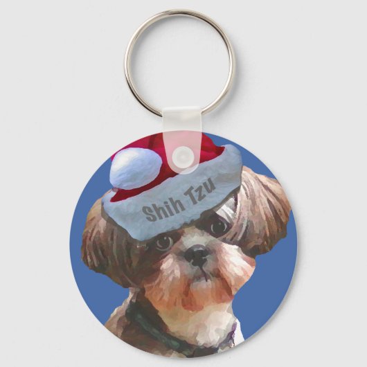 クリスマスシーズー(犬)Tzu キーホルダー (正面)
