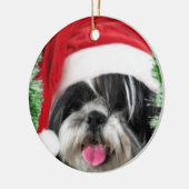 クリスマスシーズー（犬）Tzu セラミックオーナメント (左)