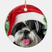 クリスマスシーズー（犬）Tzu セラミックオーナメント (裏面)