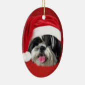 クリスマスシーズー（犬）Tzu セラミックオーナメント (右)