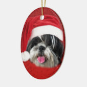 クリスマスシーズー（犬）Tzu セラミックオーナメント (左)