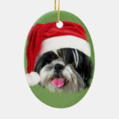 クリスマスシーズー（犬）Tzu セラミックオーナメント (裏面)