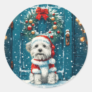 クリスマスシーズー（犬）Tzu Dogs ラウンドシール