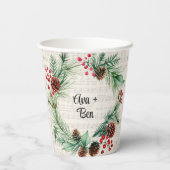 クリスマスシート音楽レッドベリーリース結婚ズ 紙コップ (裏面)