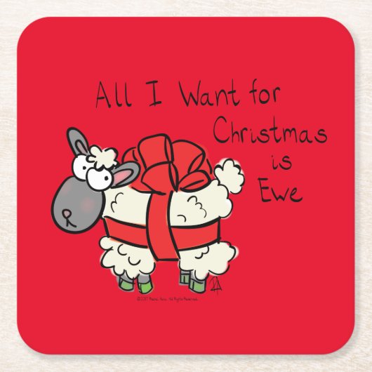 クリスマスシープキッズ漫画 スクエアペーパーコースター (正面)