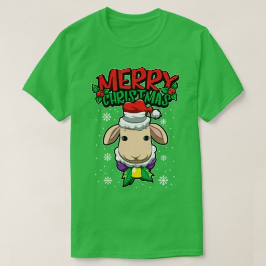 クリスマスシープスウィートクリスマスアニマルズラム Tシャツ (デザイン正面)