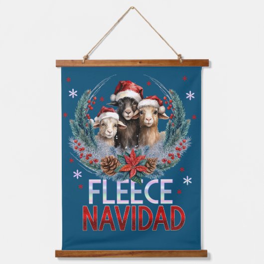 クリスマスシープナヴィダおもしろいことわざ動物愛好家 吊り下げ型タペストリー (正面)